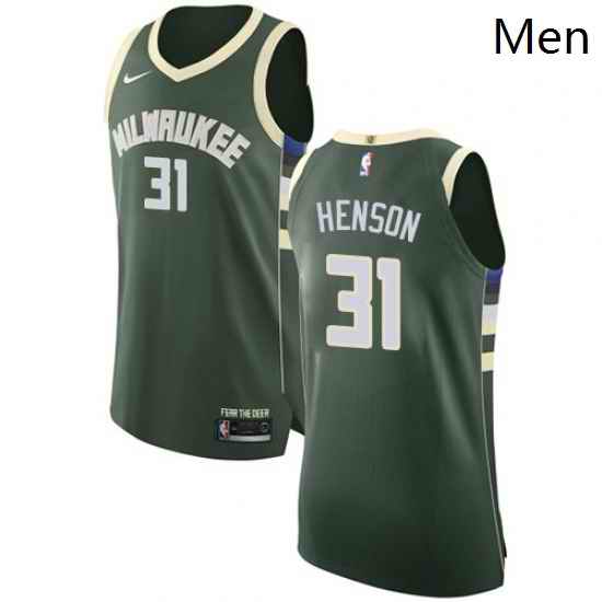 Mens Nike Milwaukee Bucks 31 John Henson Authentic Green Road NBA Jersey Icon Edition